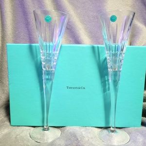 Tiffany & Company "Plaid" Trumpet Champagne Flutes